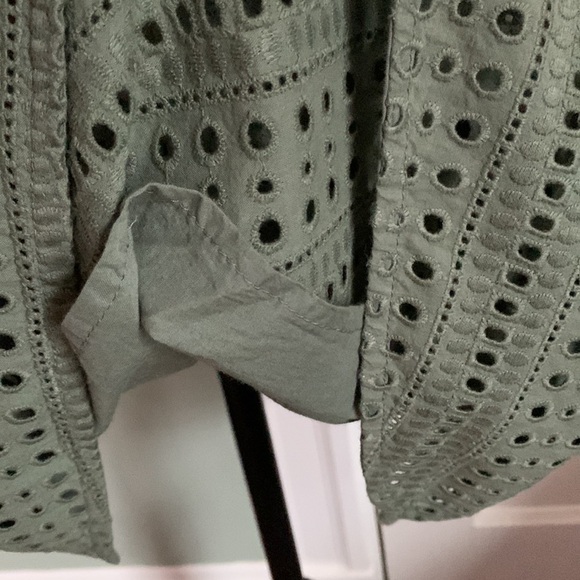 Gap Sleeveless Yoked Eyelet Fit and Flare Dress - Cool Olive - Picture 9 of 15